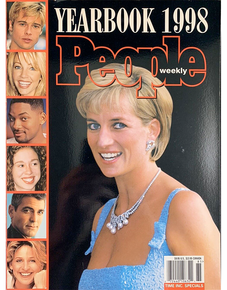 People Magazine, 1998, One of countless publications featuring Diana and the Swan Lake necklace